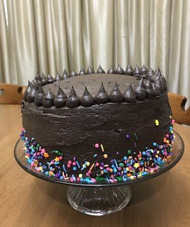 Dark Chocolate Tuxedo Cake with Sprinkles