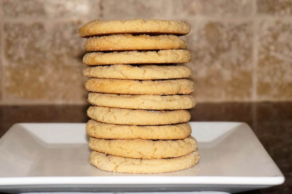 straight stack of peanut butter cookies