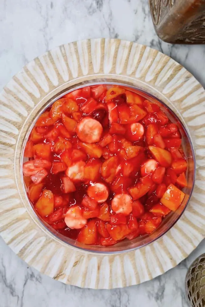 Red Fruit Salad with pie filling