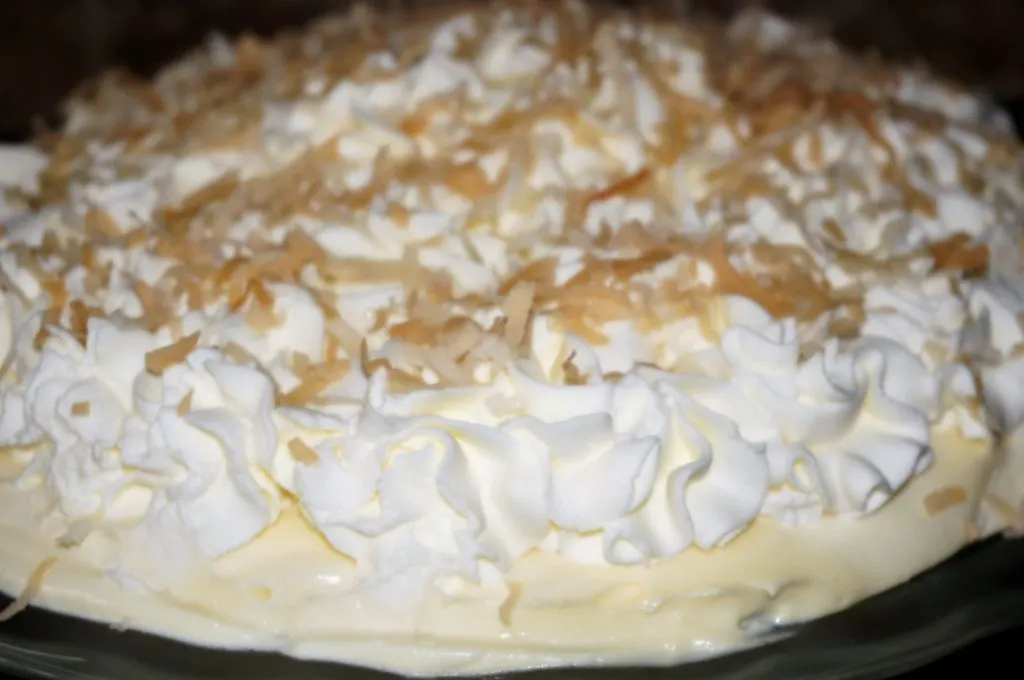 Toasted Coconut on Top of Banana Cream Pie