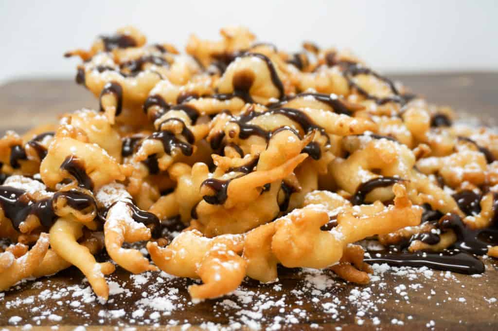 Funnel Cake with Chocolate Drizzle