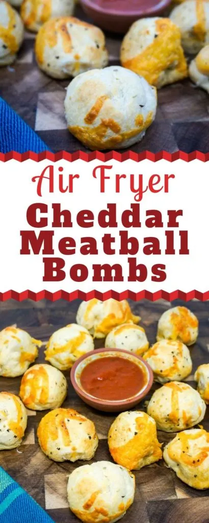 Air Fryer Cheddar Meatball Bombs