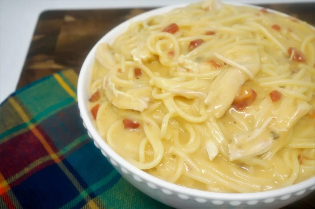 Instant Pot Chicken Spaghetti with cream of chicken soup and rotel