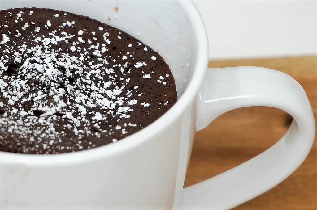 chocolate cake in a coffee mug