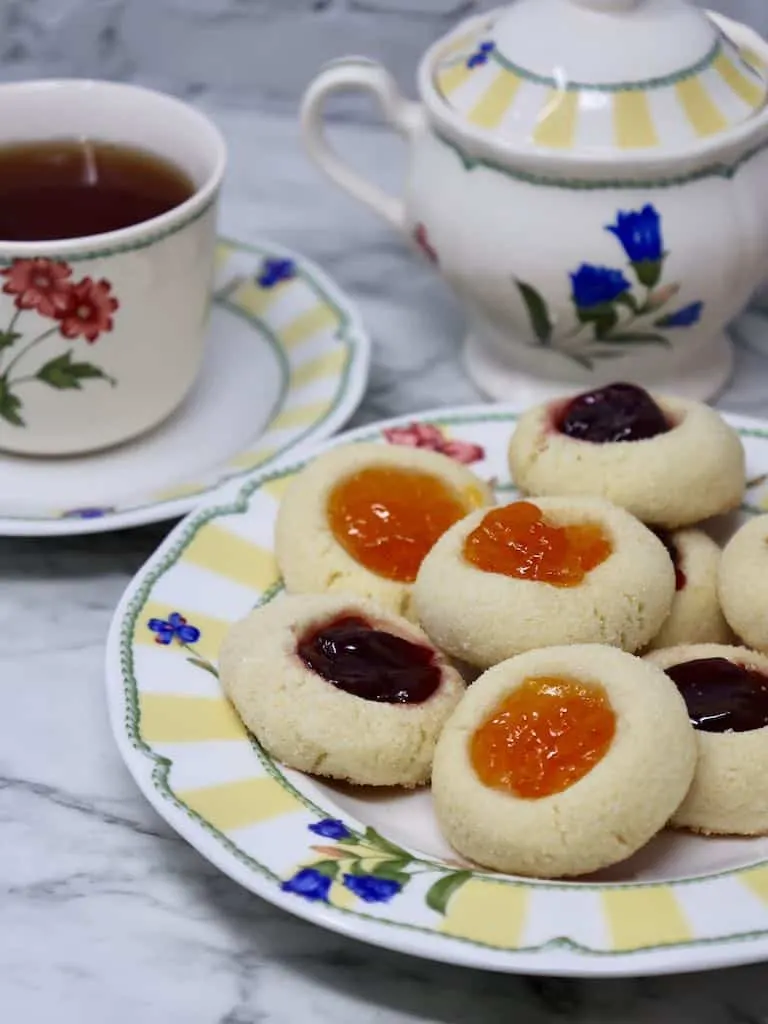 Jam Thumbprint Cookies with jam in the middle