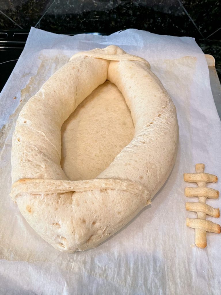 Pre-baked football bread bowl