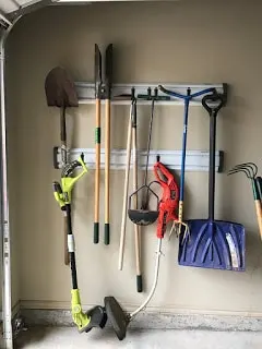 Garden Tool Hanging in Garage Organization