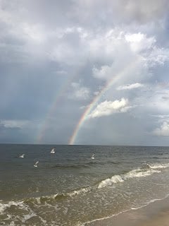 Double Rainbows along the beach
