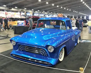 Low Riding Blue Truck at Car Show