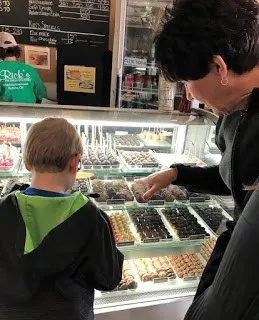 Picking out Chocolate Candies