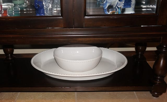 White Platter and Bowl with Beaded Edge