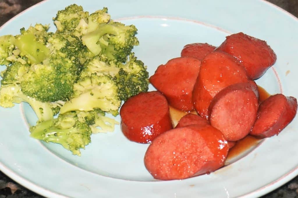 Barbecue Smoked Sausages and Broccoli
