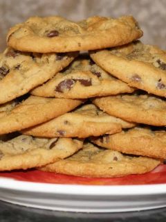 Plate of Peanut Butter Chocolate Chip Cookies
