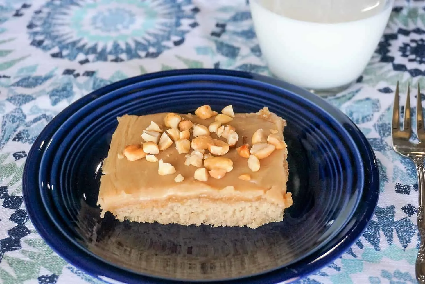 Peanut Butter Sheet Cake Topped with Peanuts