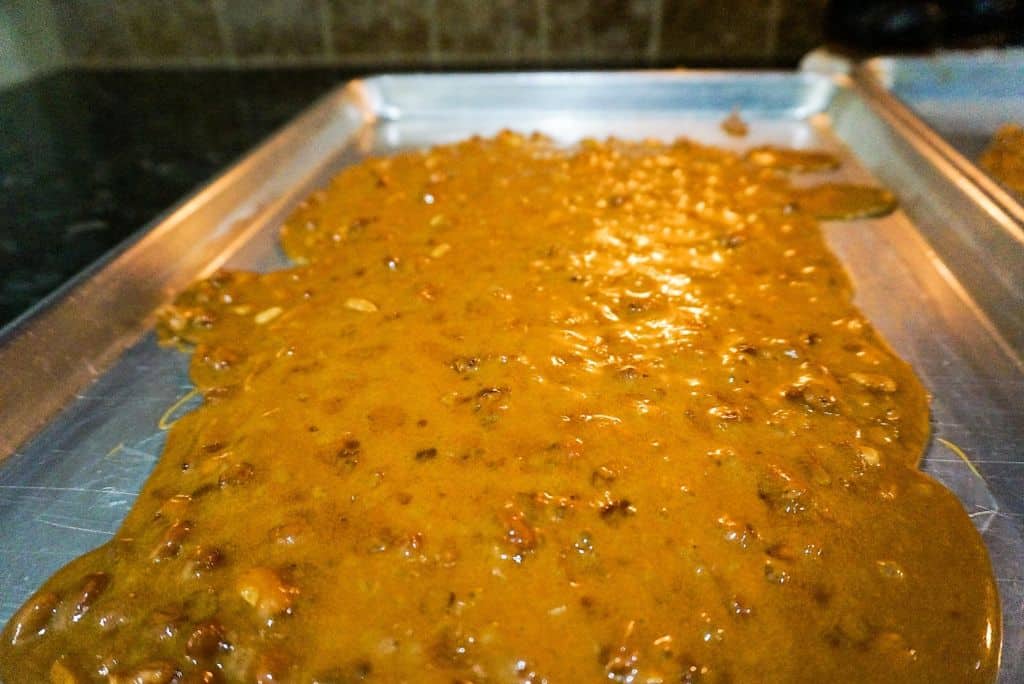 Buttery Peanut Brittle Cooling