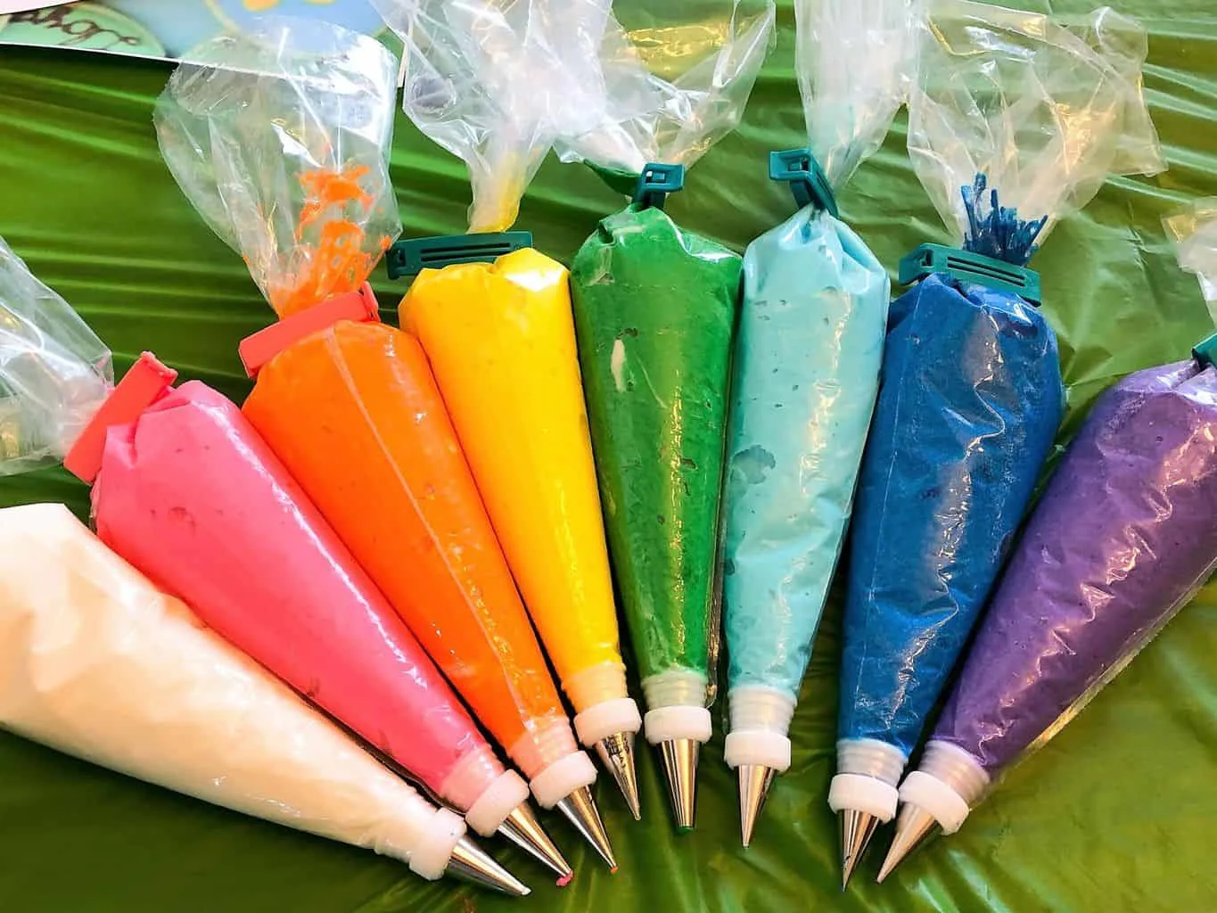 Rainbow Frosting in Piping Bags