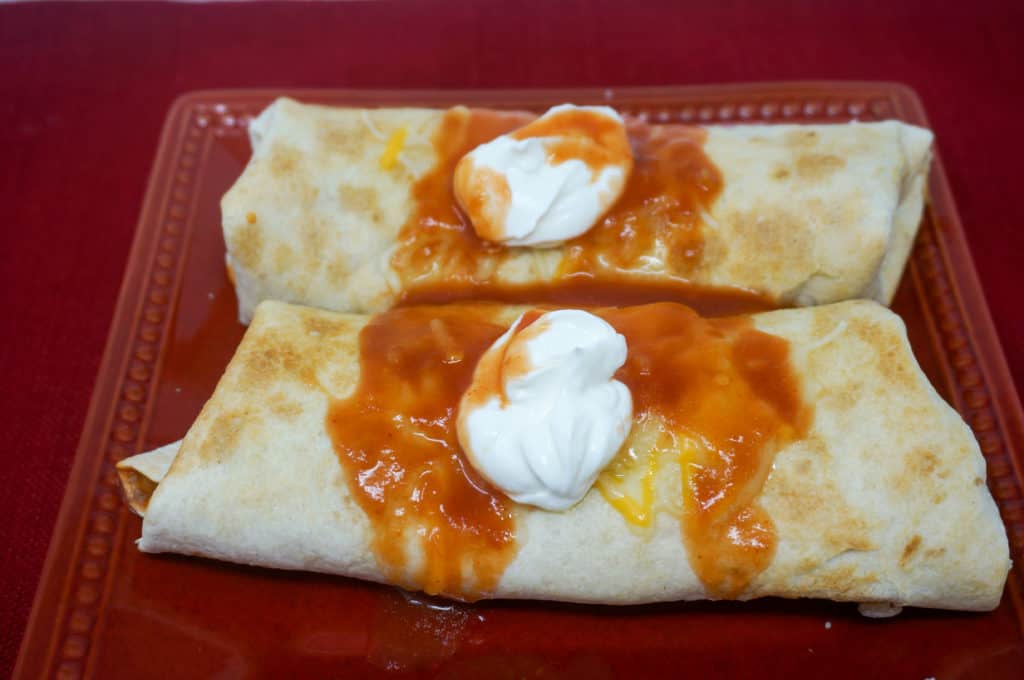 Air Fryer Beef and Bean Chimichangas