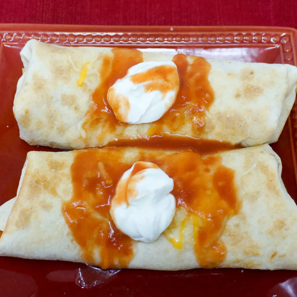 Air Fryer Beef and Bean Chimichangas