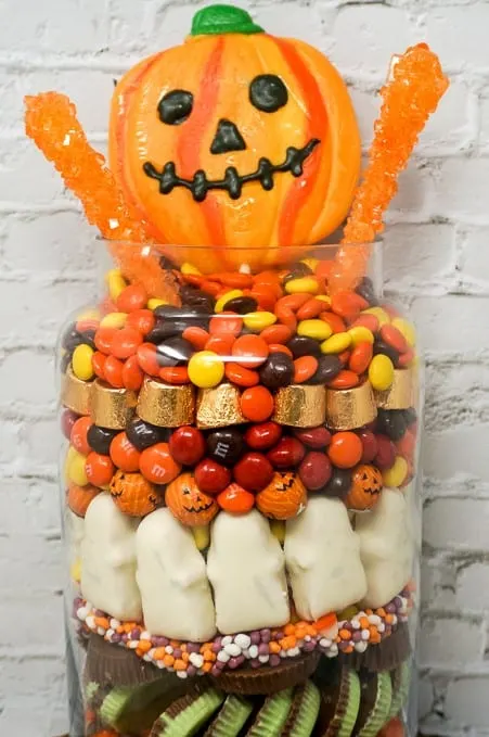 Halloween Candy Jar with Jack-O-Lantern Head