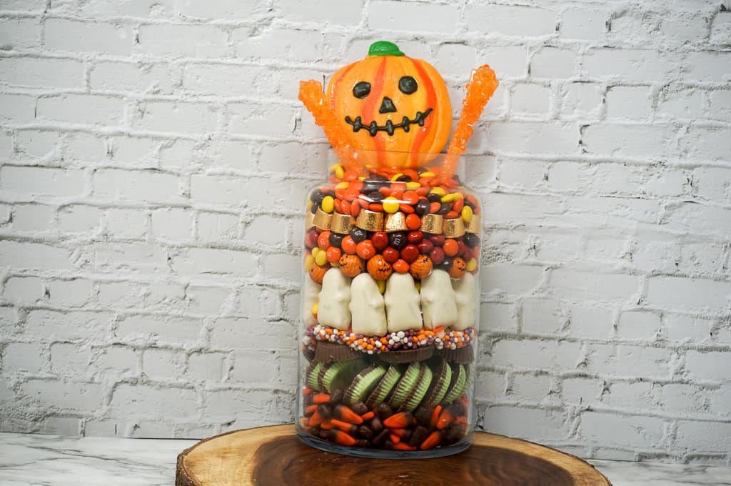 Halloween Candy Jar with Pumpkin Sucker Head