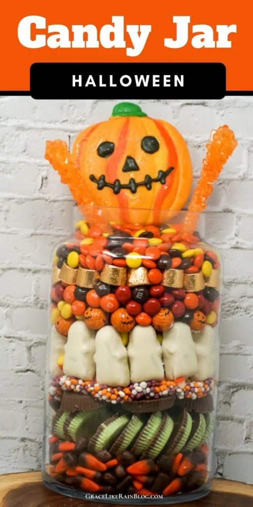 Halloween Candy Jar with Jack-o-lantern face