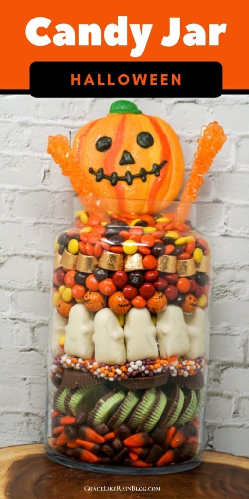 Halloween Candy Jar looks like a pumpkin