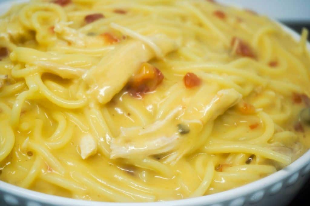 Instant Pot Chicken Spaghetti with velveeta and rotel