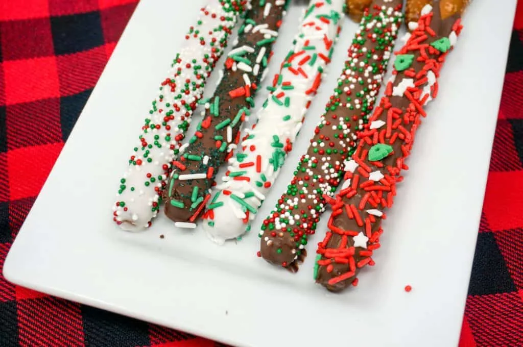 Christmas Chocolate Pretzel Rods