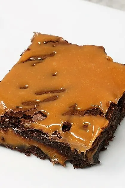 Caramel Brownies with cocoa powder