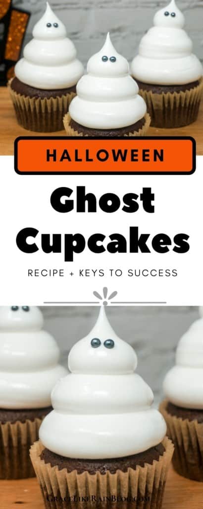 Ghosts on Cupcakes for Halloween