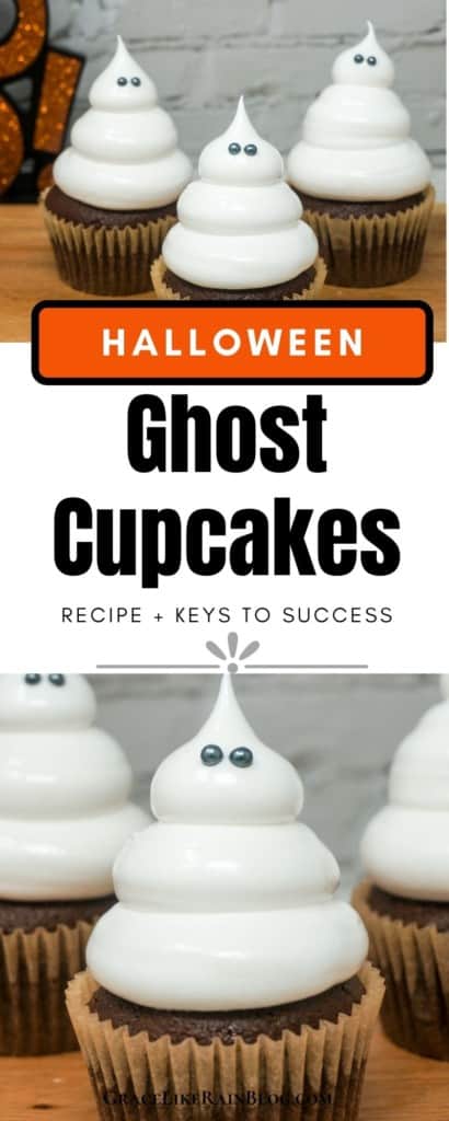 Cupcakes with Frosting Ghosts for Halloween