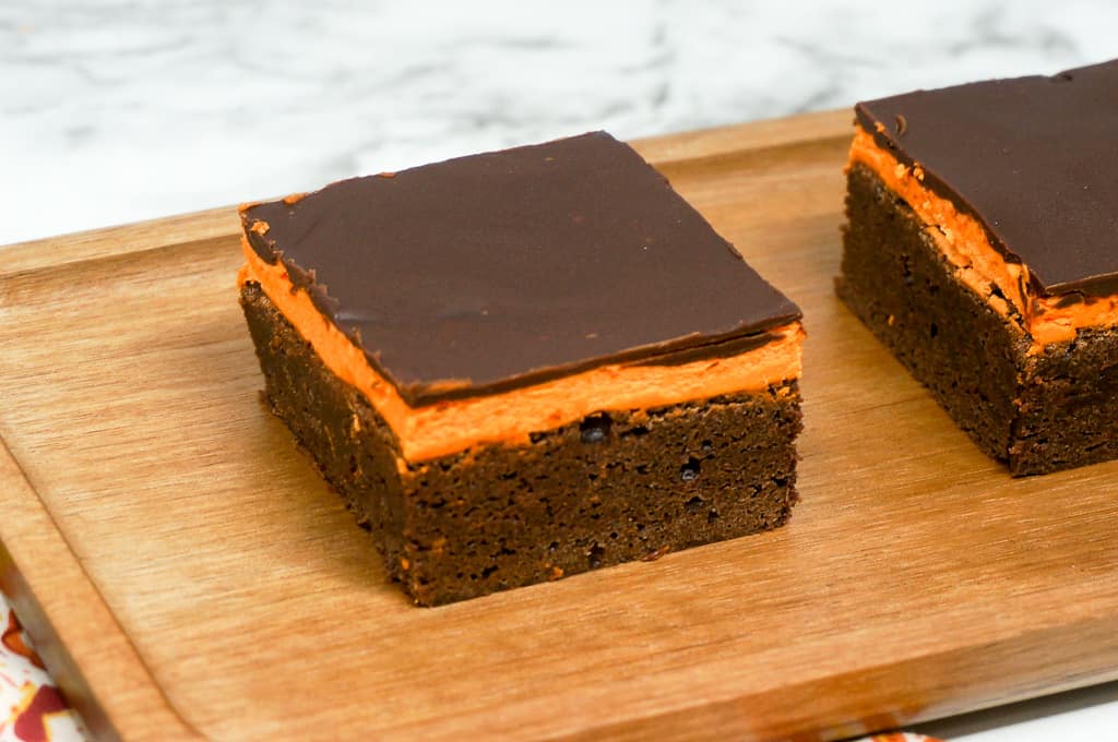 Brownies with Orange Frosting and Chocolate