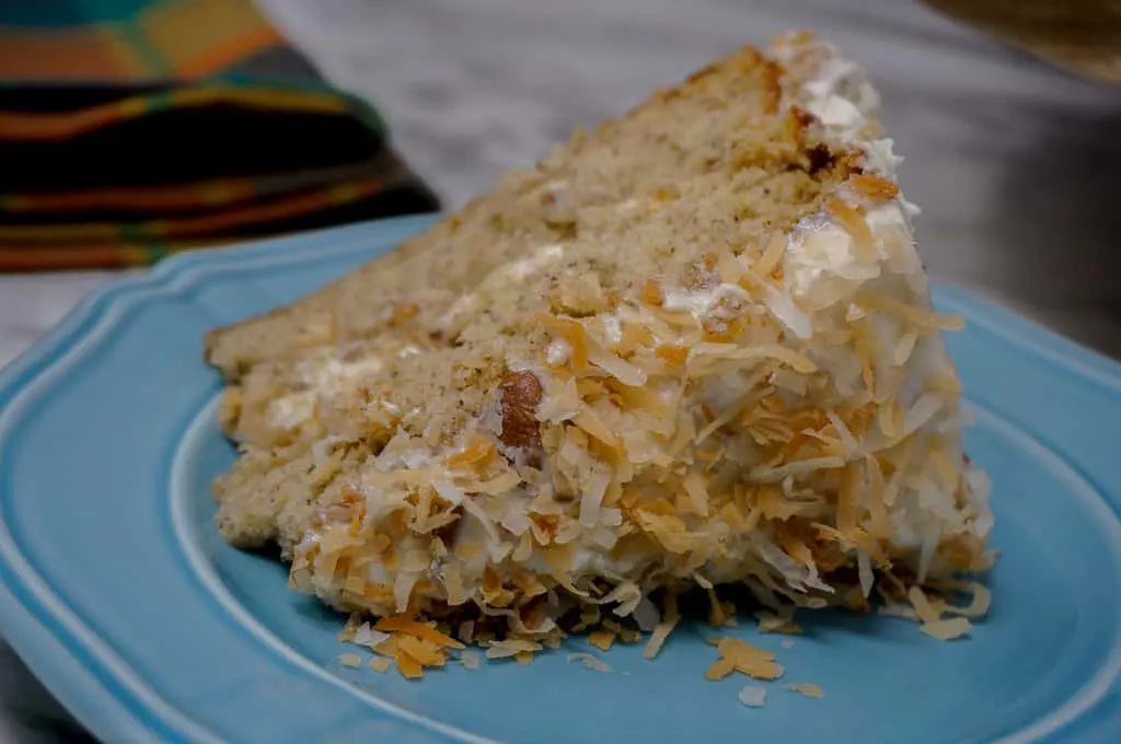 banana delight cake with toasted coconut