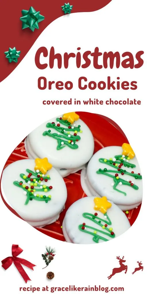 Christmas Oreo Cookies Covered in White Chocolate