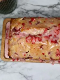 Strawberry Loaf Cake with fresh strawberries