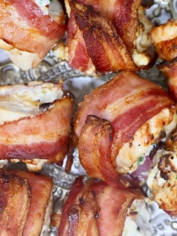 Air Fryer Bacon Wrapped Stuffed Chicken Breast