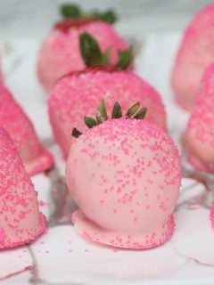 Pink Chocolate Dipped Strawberries