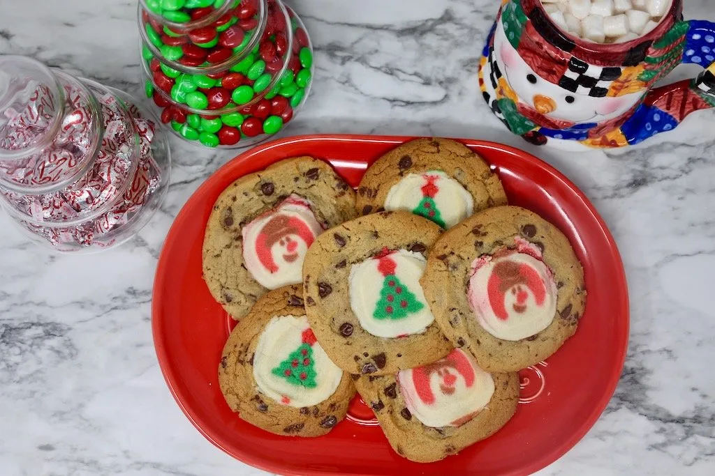 chocolate chip cookies with pillsbury sugar cookies for Christmas