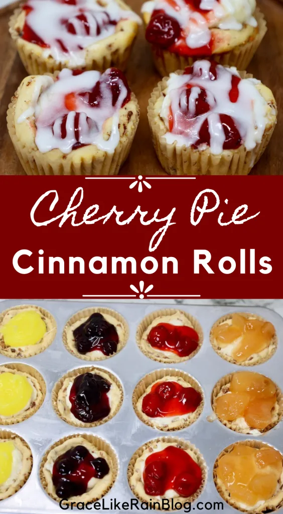 Cherry Pie Cinnamon Roll Cups