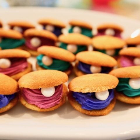 Clam Shell Cookies with vanilla wafers and icing