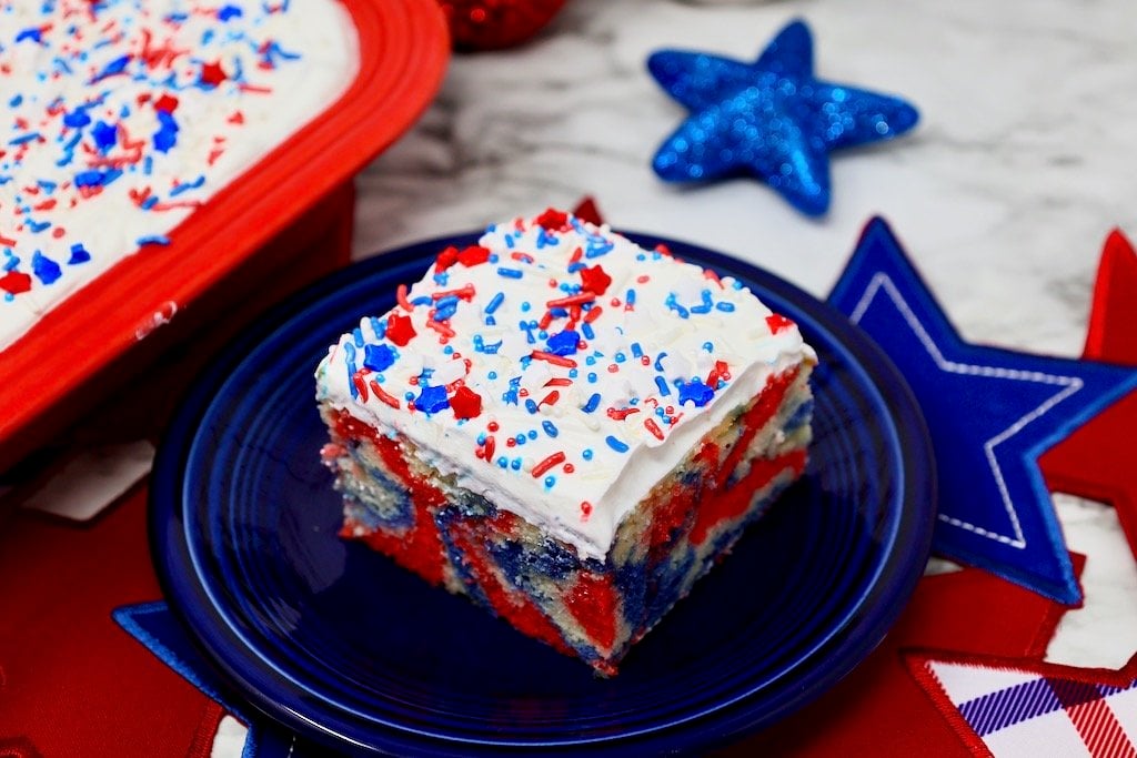 Red White and Blue Poke cake