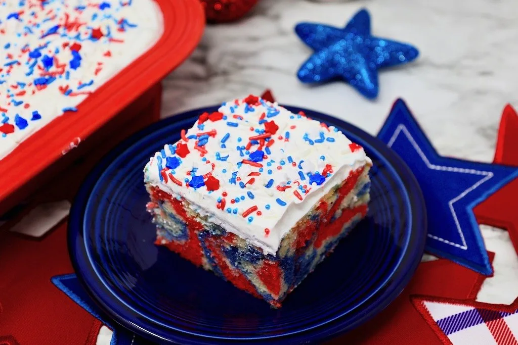 Red White and Blue Poke cake