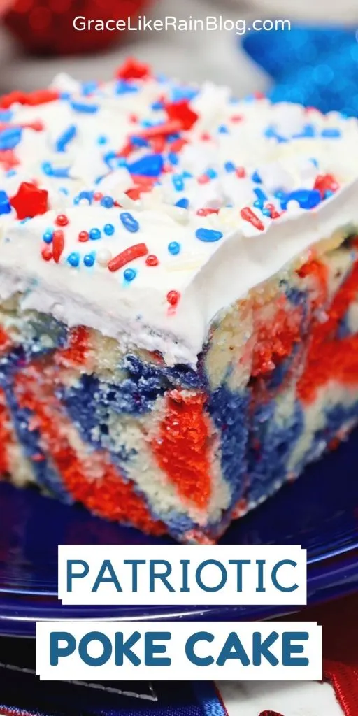 Patriotic Red White and Blue Poke Cake