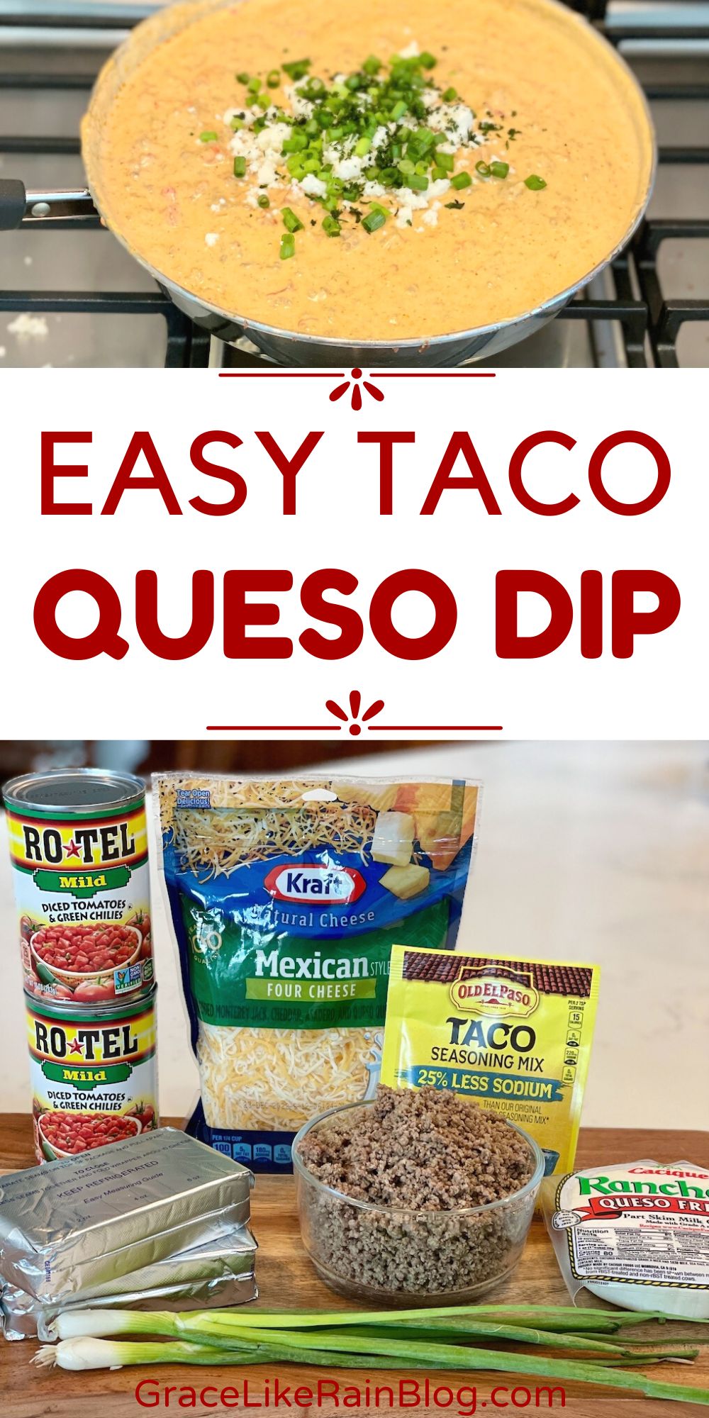 Easy Taco Queso Dip - Grace Like Rain Blog
