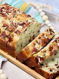 Loaded banana bread with nuts and raisins