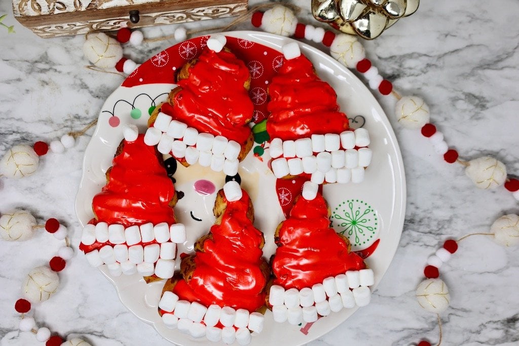 Santa Hat Cinnamon Rolls for Christmas Breakfast