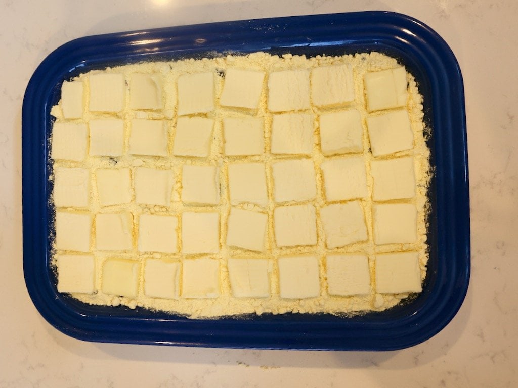 how to arrange butter on top of a dump cake