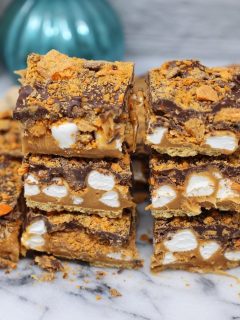 butterfinger smores bars with caramel