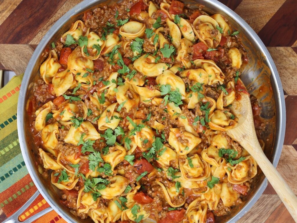 30 minute meal taco tortellini in a large skillet