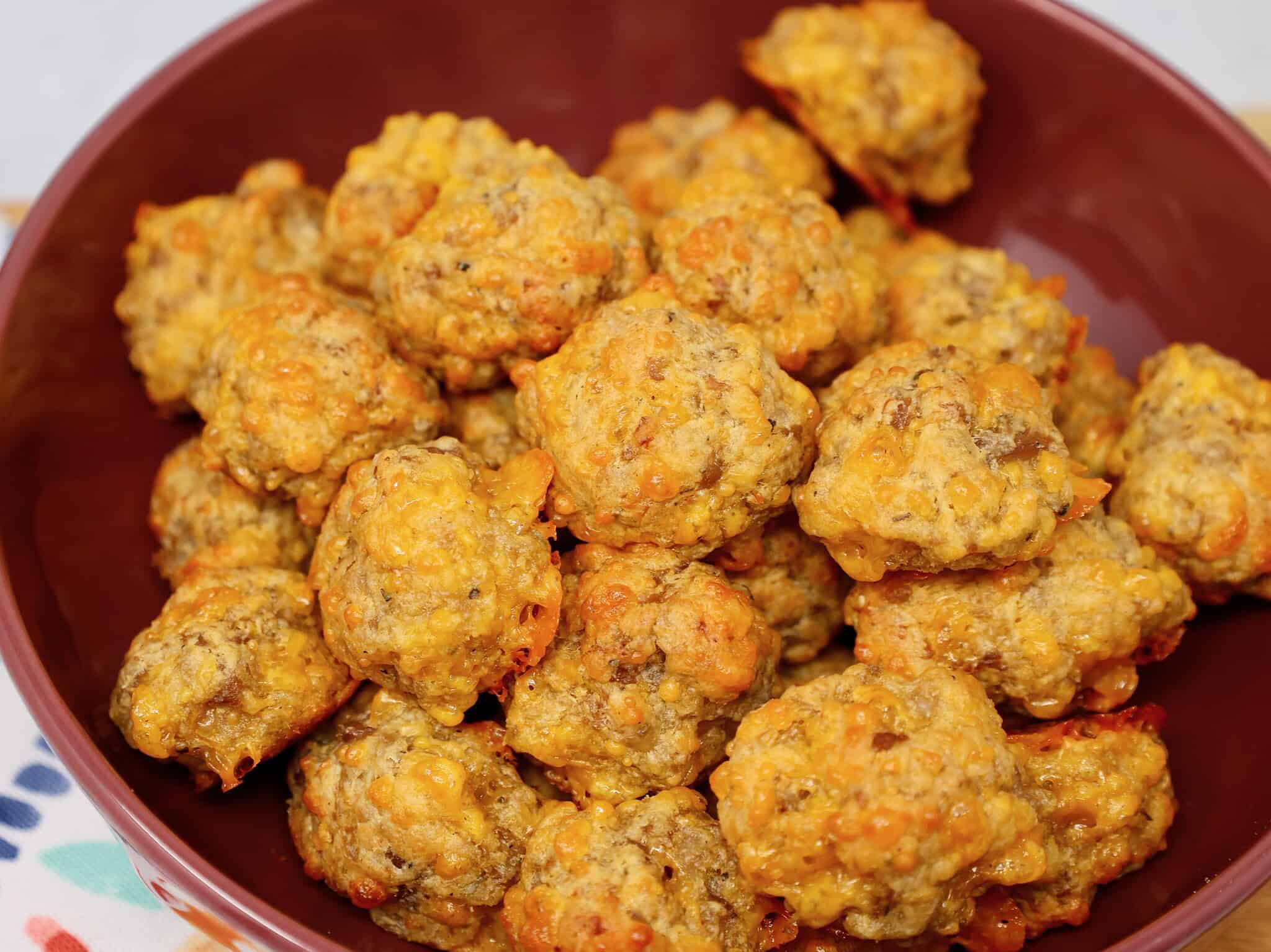 sausage balls made with cream cheese and cheddar